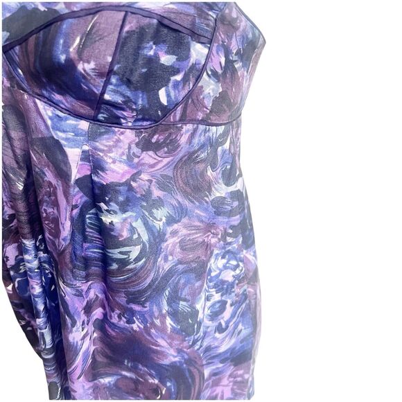 Rebecca Taylor 100% Silk Bustier Y2K Tank Size 6 Purple Abstract Print - Picture 5 of 10